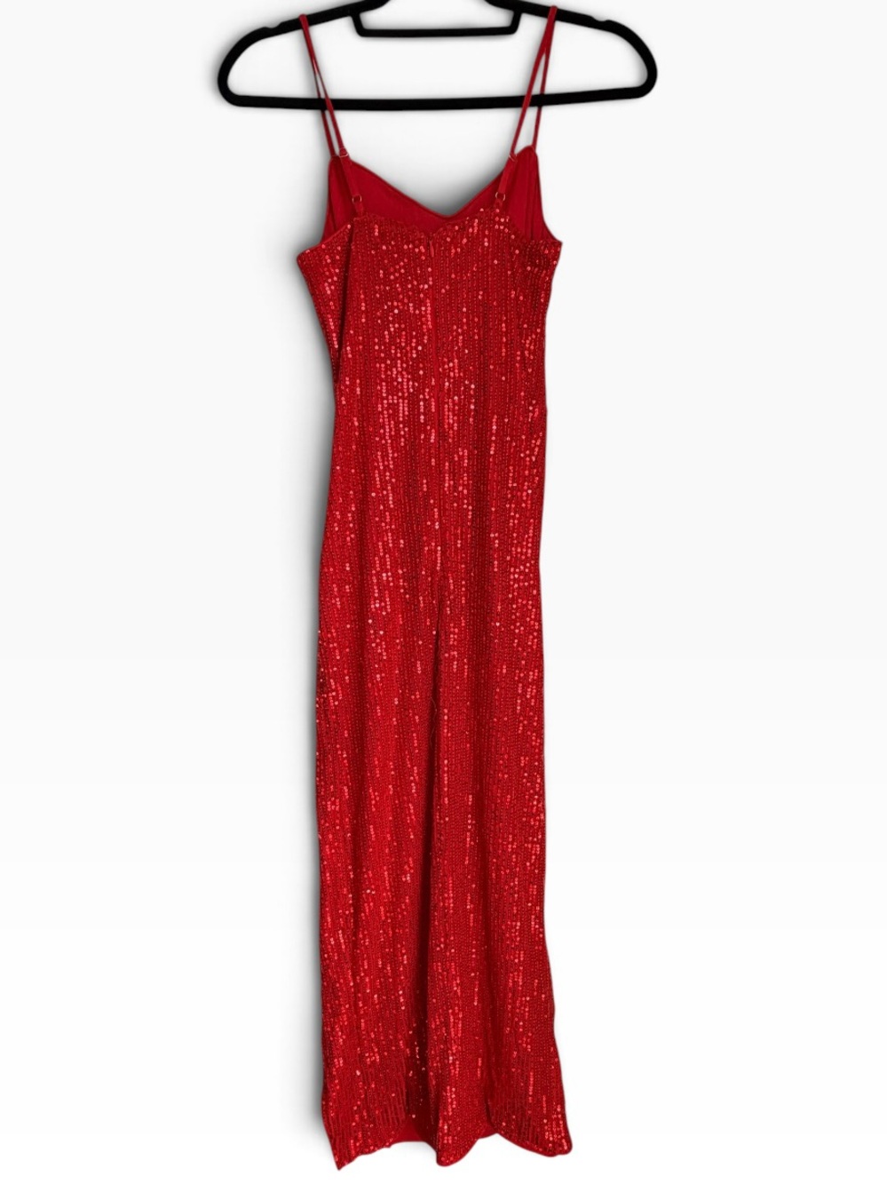 Red Sequin Slip Dress with Spaghetti Straps
